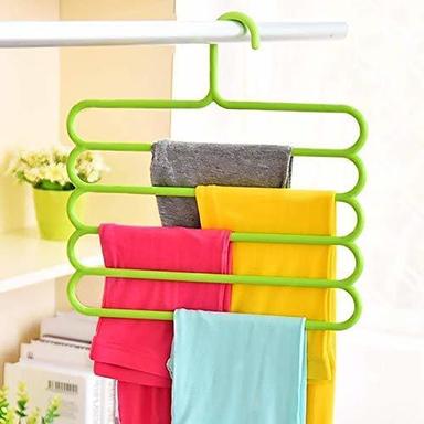 5 Layer Pants Clothes Hanger Wardrobe Storage Organizer Rack (Multi Color)