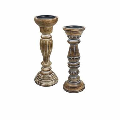 Wooden Candle Holder Stand Combo for Home Decor, Dining Table, Hallway, Living Room Decor -Set of 2