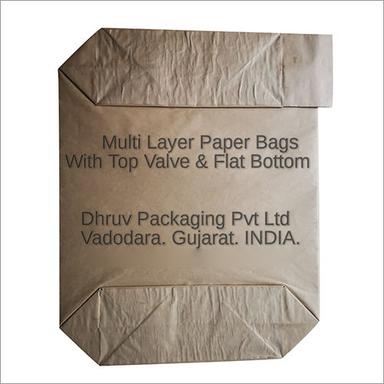 White Multiwall Paper Bags With Top Valve And Flat Bottom