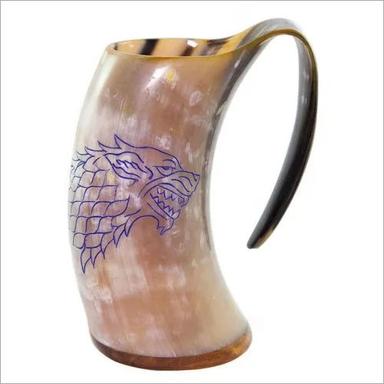 Metal White Horn Beer Mug With Tiger Design