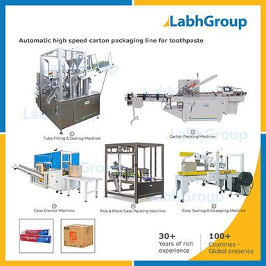 Automatic High Speed Carton Packaging Line For Toothpaste Power: 440 Volts