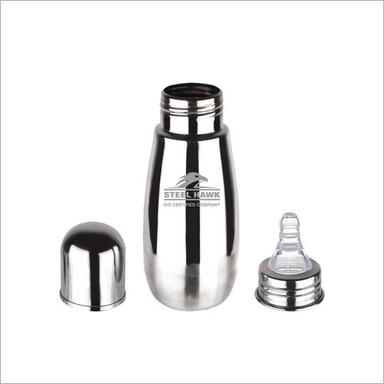 Silver 400 Ml Stainless Steel Flat Feeding Bottle