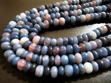 Purple Natural Lavender Blue Opal Rondelle Plain Smooth 8-9Mm Beads  Strand 8 Inch Long