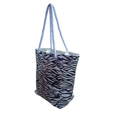  ट्विस्टेड रोप हैंडल ज़ेबरा प्रिंट फैंसी कैनवास बैग क्षमता: 10 किलो किलोग्राम/दिन 