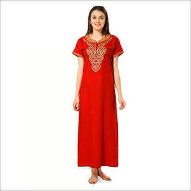 Any Color Embroided Short Sleeve Premium Solid Colour Nighty