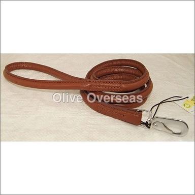Rolled Leather Brown Soft Grip Dog Leash Size: 120 - 180 Cm