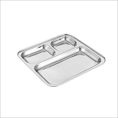 Stainless Steel Square Shape Three Compartment Plate Tray