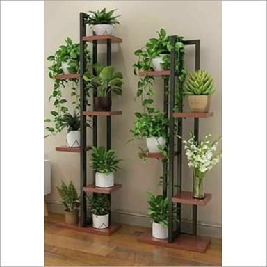 Floor Standing Metal And Wooden Pot Stand