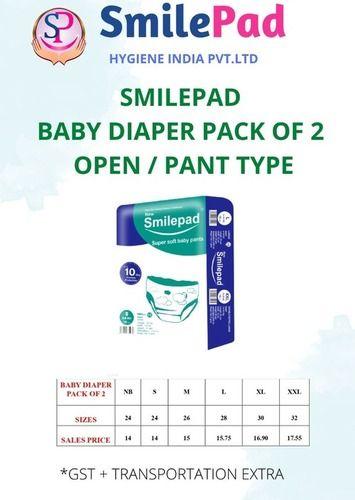 White Baby Diaper - 2 Pcs Pack