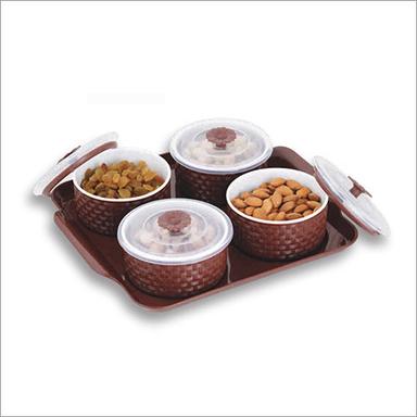 Brown 4 Pcs Bowl With Serving Tray