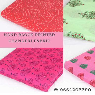 Multi Color Hand Block Printed Chanderi Fabric