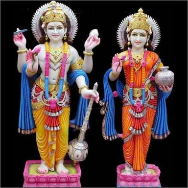 Easy To Clean 4 Feet Marble Vishnu Lakshmi Statue