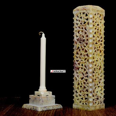 Multi Marble Soapstone Agarbatti Stand Square  Shape Jaali Design Incense Holder For Puja And Home Temple (12" Inch, Netural Color) Made In India