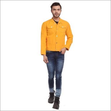 No Fade Men Yellow Cotton Jacket