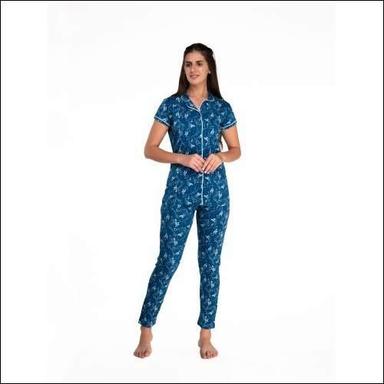 Summer Evolove Pajama Set For Women'S With Collared Neck Half Sleeve Cotton Printed Top Shirts