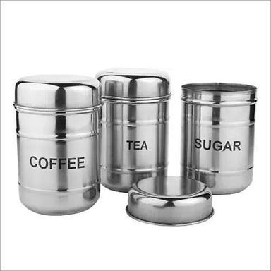 Silver 700Ml Set 3 Tea Sugar And Coffee Container