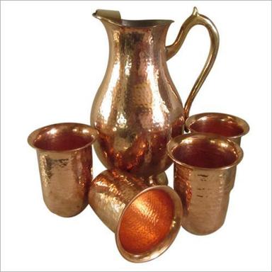 Brass Copper Glass And Jug Set