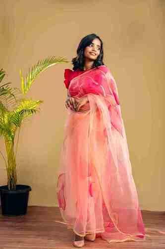 Angarika Organza Floral Hand Printed Saree - ANG3