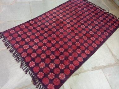 Red Hand Block Dabu Print Cotton Rug Room Mat And Carpet Dar