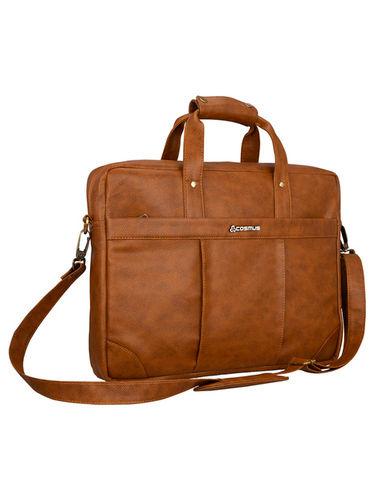 Cosmus Signet Tan Leather Laptop Messenger Office Bag Design: Solid