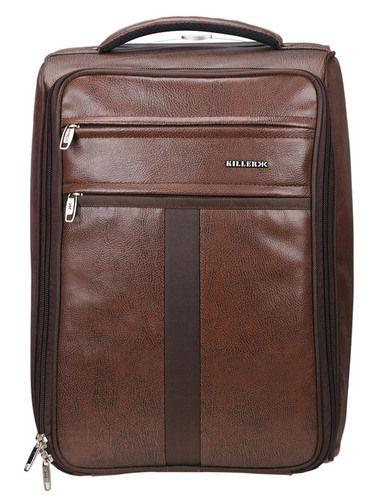 Brown 15.6 Inch Laptop Trolley Bag Synthetic Leather