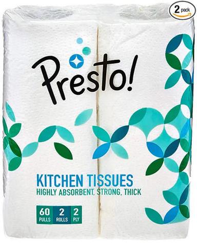 प्रेस्टो 2 प्लाई किचन टिशू टॉवल पेपर रोल - 2 रोल (60 पुल प्रति रोल आयु समूह): सभी उम्र के लिए उपयुक्त
