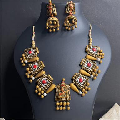 Handmade Terracotta Temple Necklace Set Gender: Women