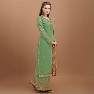 Green Party Wear Semi Stitched Georgette Palazzo Suit