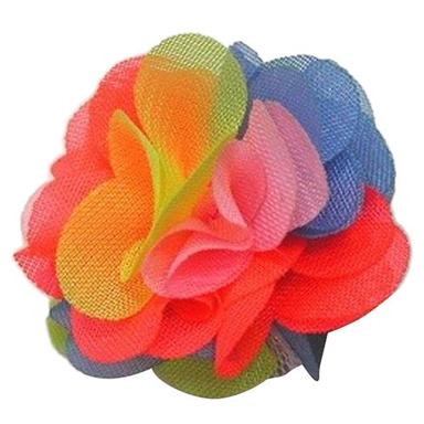Multicolor Colored Chiffon Fabric Flower Motif
