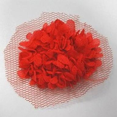 Red Chiffon Fabric Flower Motif Decoration Material: Cloths