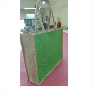 Green And Brown Casual Wear Jute Carry Bag