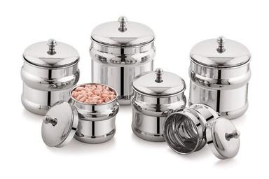 Silver Stainless Steel Round Canister
