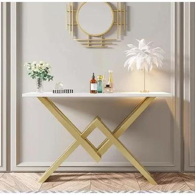 Polished White And Gold Narrow Console Table