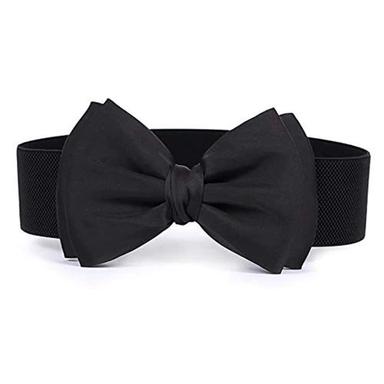 Black Ladies Bow Knot Design Elastic Waist Belt