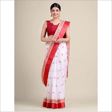 Red & White Handloom Silk Saree