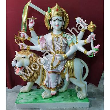 Multicolor Polished Marble Lord Durga Statue