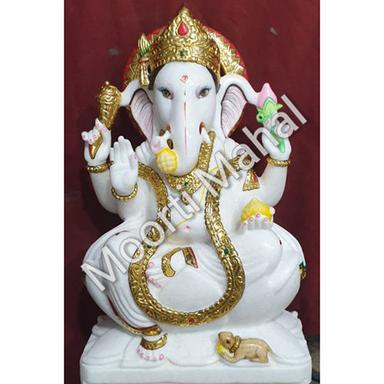 White Polished Marble Ganesha Statue