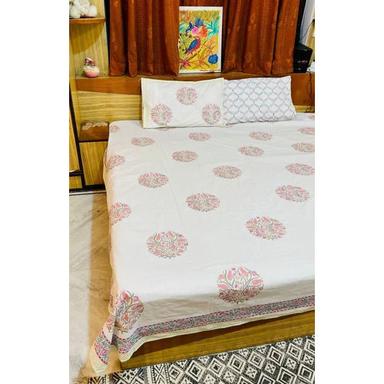 White Designer Hand Block Printed Bed Sheet