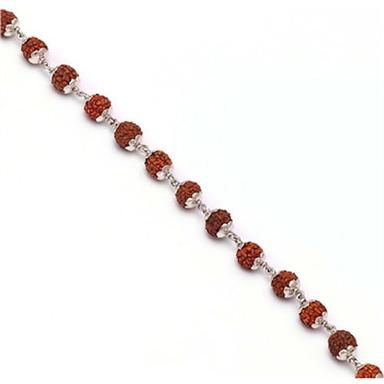 Silver-Brown Mens Platinum Rudraksha Mala