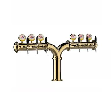 Stainless Steel Y Shape Beer Tower 6 Way Golden