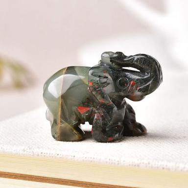 Blood Stone Gemstone Crystal Elephant Statue Grade: A+