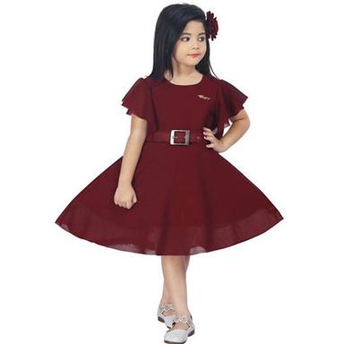 Girls Maroon Frock Age Group: 1-9 Years