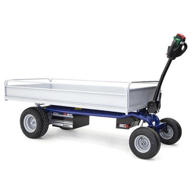 Blue Industrial Motorized Cart With Four Wheels And Platform