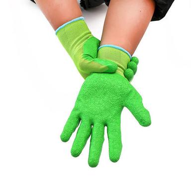 Cotton Latex Coated Green Gloves