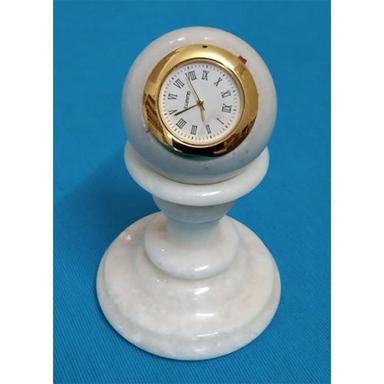 White Marble Polished Pillar Clock