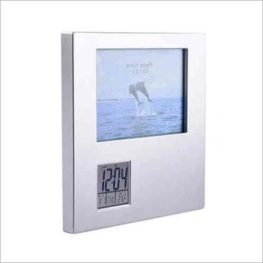 Gray Photo Frame With Clock