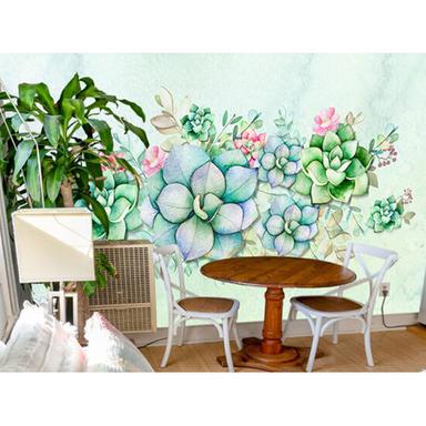 Watercolor Succulent Plants Wallpaper Size: Different Size