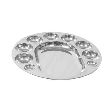 Silver Compartment Stainless Steel Dinner Plate