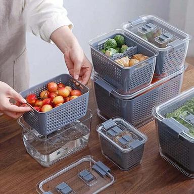 Grey Fordable Silicone Kitchen Organizer Fruit Vegetable Baskets Folding Strainers (2826)