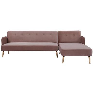वाटर रेजिस्टेंस पिंक (गुलाबी) रंग L आकार का सोफा कम बेड (दाएं हाथ की ओर)